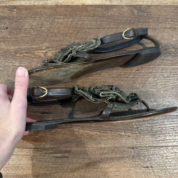 Giuseppe Zanotti Camo Floral Thong Sandals Black Size 10.5 Strappy FLAWS READ - Picture 5 of 10